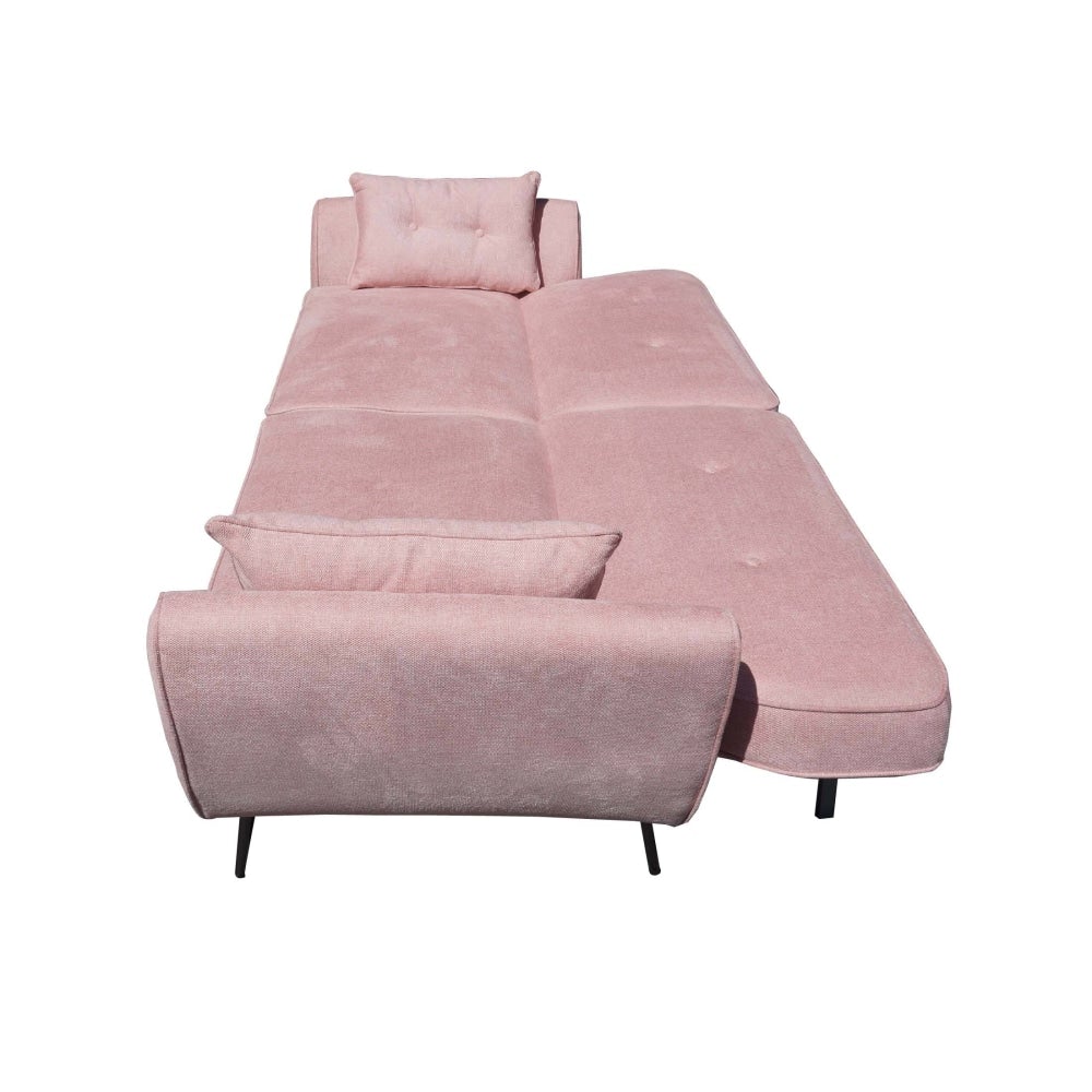 Modern Designer Scandinavian Fabric 3 - Seater Sofa Bed - Pink Fast shipping On sale