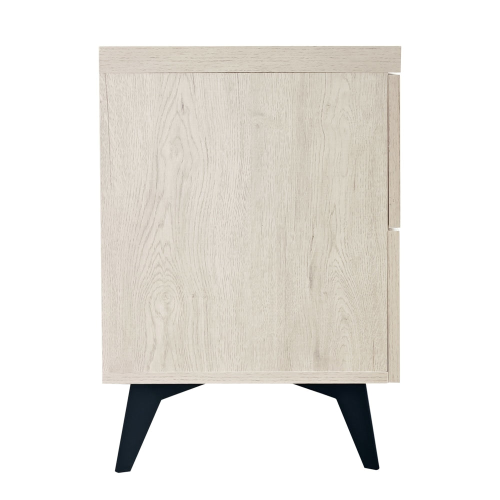 Miyake Wooden Bedside Nightstand Side Table W/ 2-Drawer - Urband Snow Fast shipping On sale