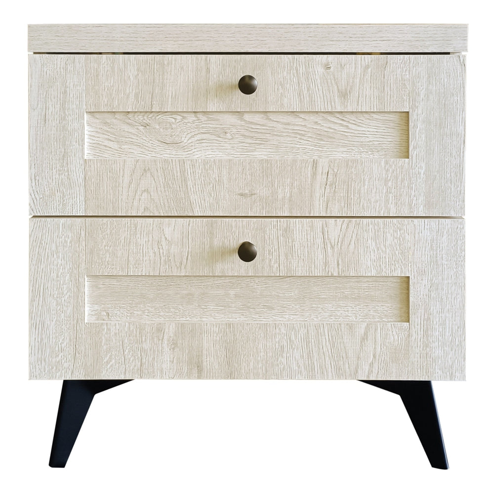 Miyake Wooden Bedside Nightstand Side Table W/ 2-Drawer - Urband Snow Fast shipping On sale