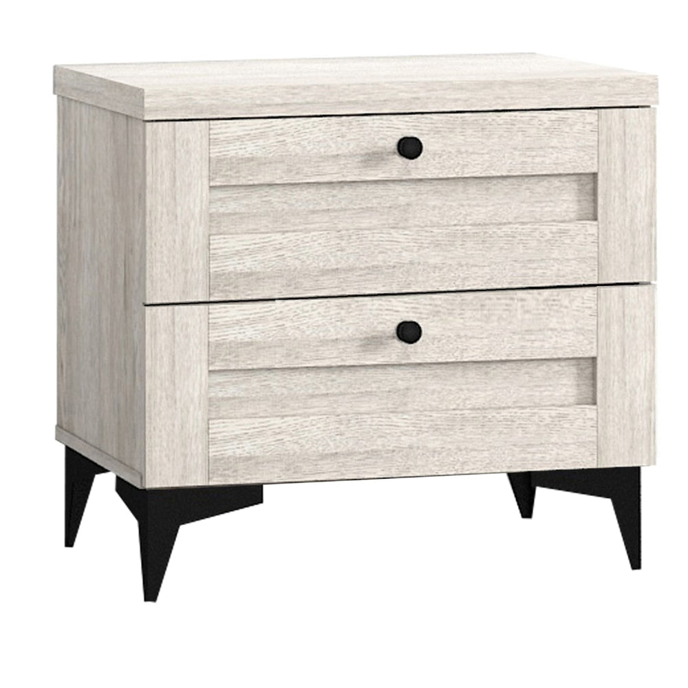 Miyake Wooden Bedside Nightstand Side Table W/ 2-Drawer - Urband Snow Fast shipping On sale