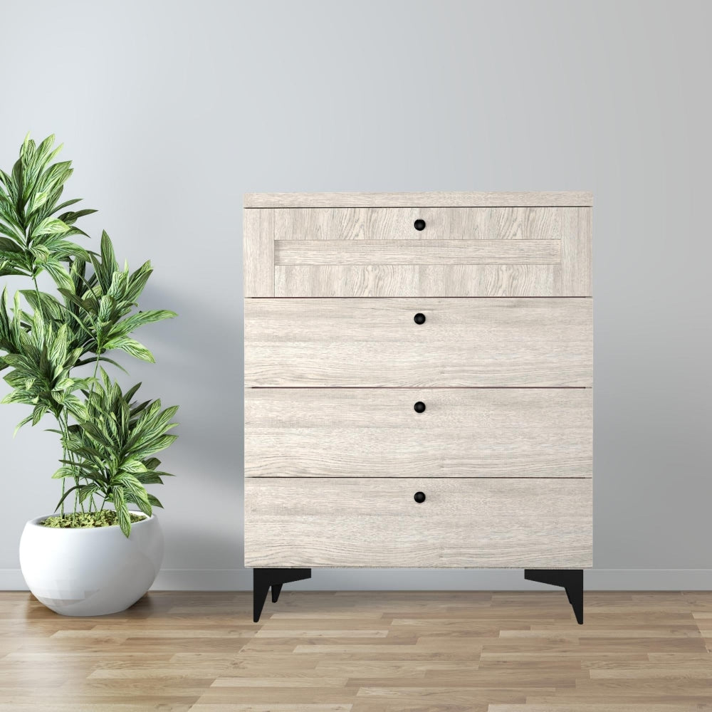 Miyake Wooden Chest Of 4-Drawers Tallboy Storage Cabinet - Urban Snow Drawers Fast shipping On sale