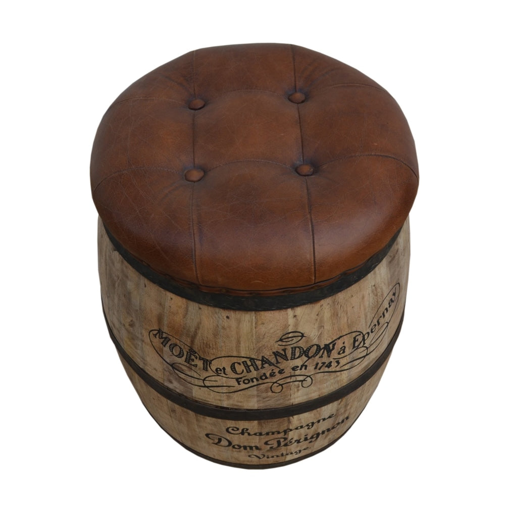 Moet Chandon Vintage Rustic Round Foot Stool Ottoman Fast shipping On sale