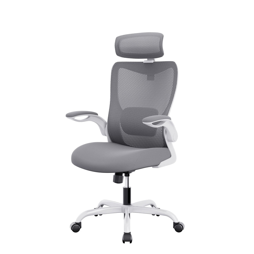 MONA Mesh Ergonomic High Back Flipped Armrest Task Computer Office Chair - Grey Fast shipping On sale