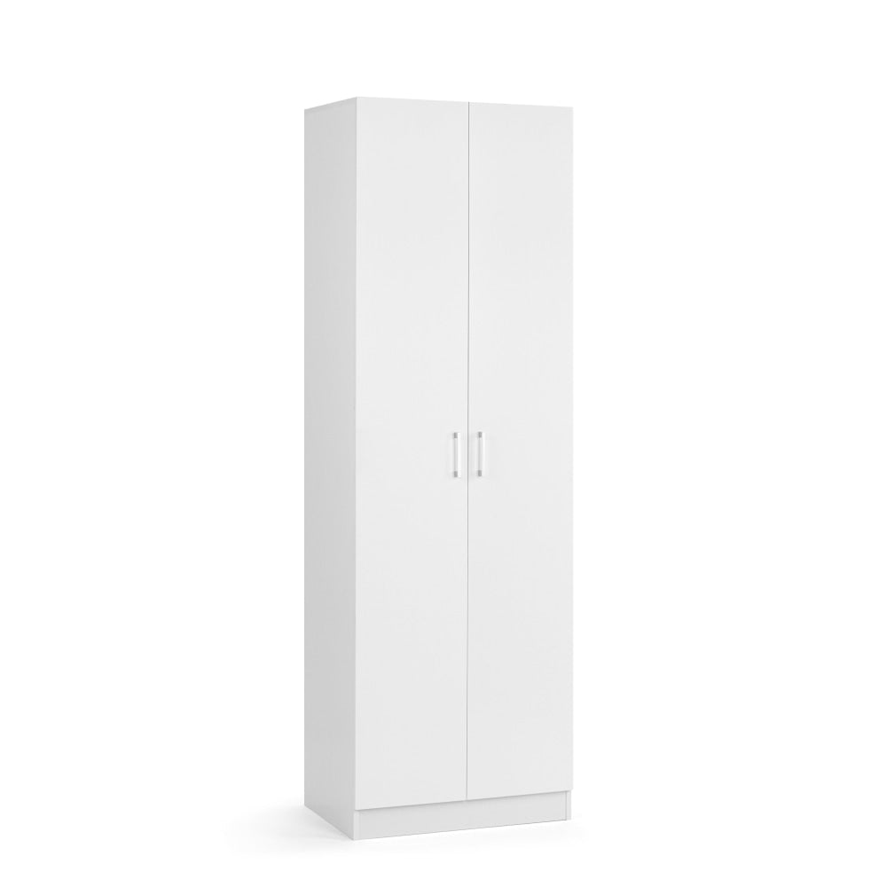 Monica Broom Cupboard Multi-purpose Tall Storage Cabinet 2-Doors - White Fast shipping On sale