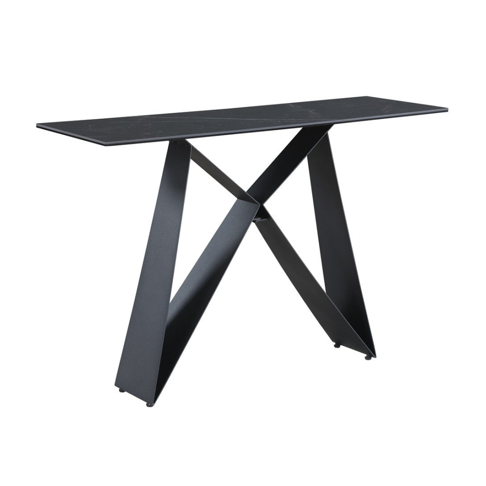 Moon Hallway Console Hall Table Ceramic Tempered Glass 120cm - Sable Black Fast shipping On sale
