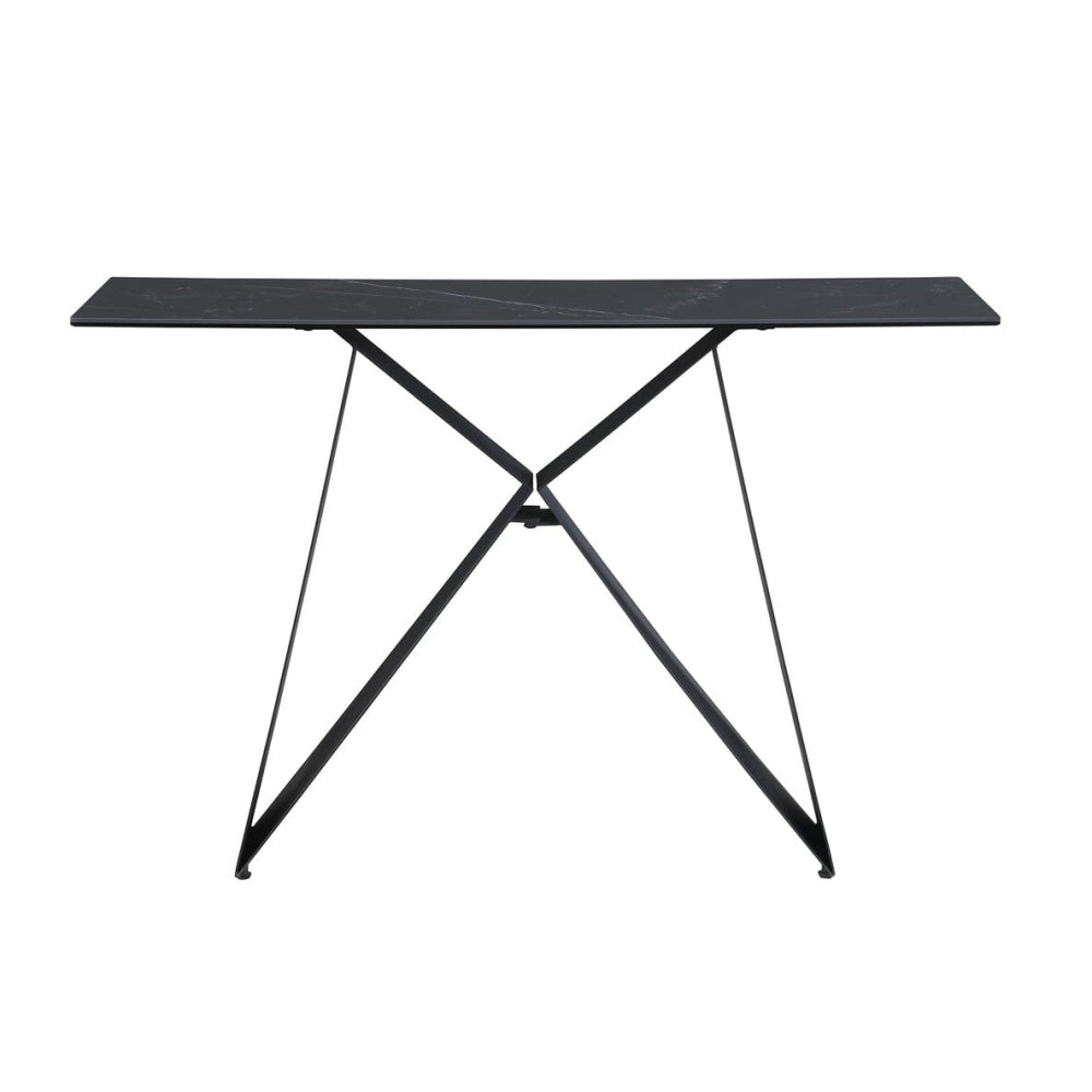Moon Hallway Console Hall Table Ceramic Tempered Glass 120cm - Sable Black Fast shipping On sale
