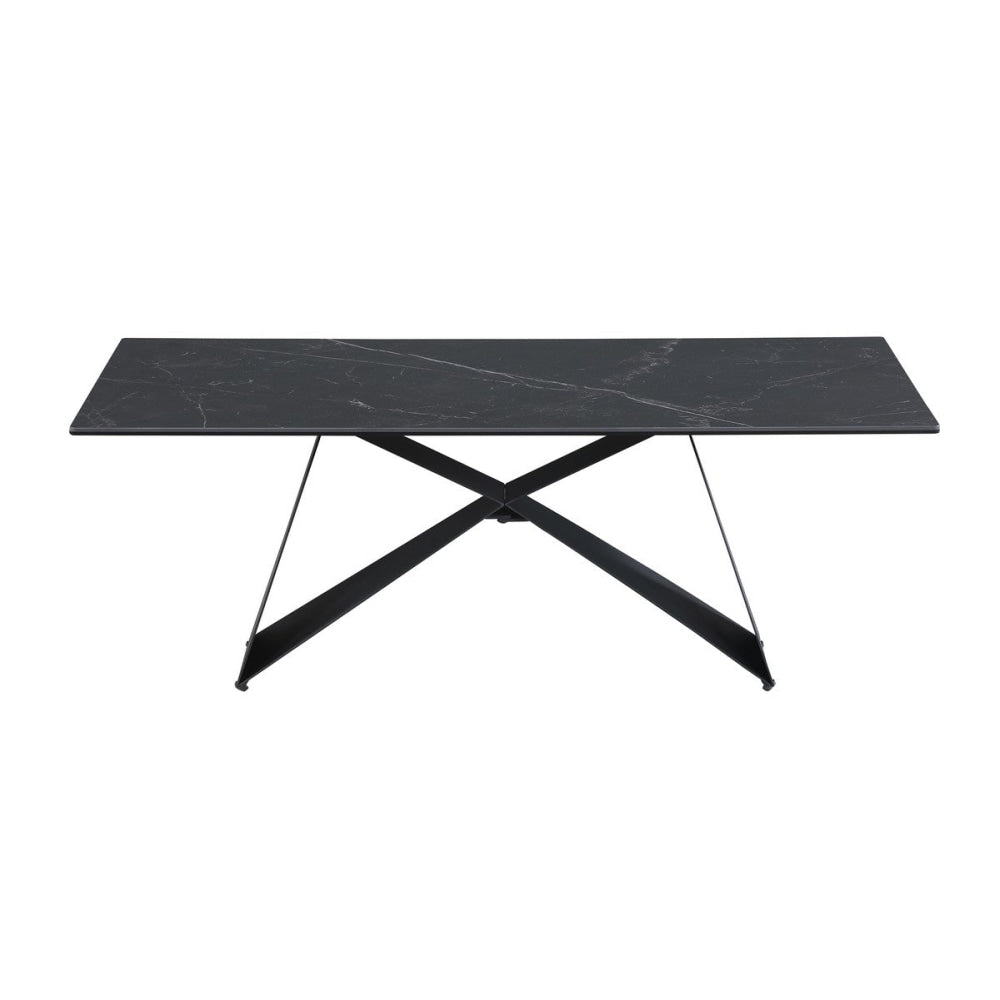 Moon Rectangular Coffee Table Ceramic Tempered Glass - Sable Black Fast shipping On sale