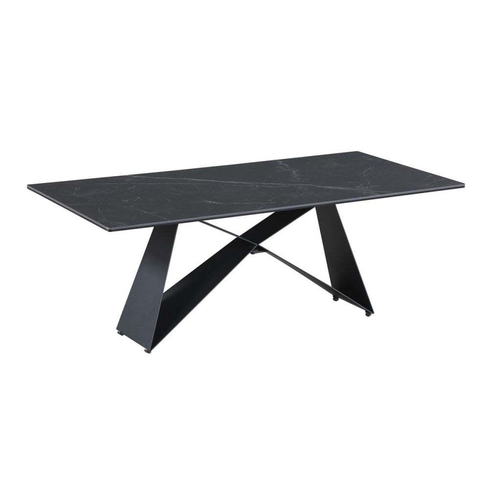 Moon Rectangular Coffee Table Ceramic Tempered Glass - Sable Black Fast shipping On sale