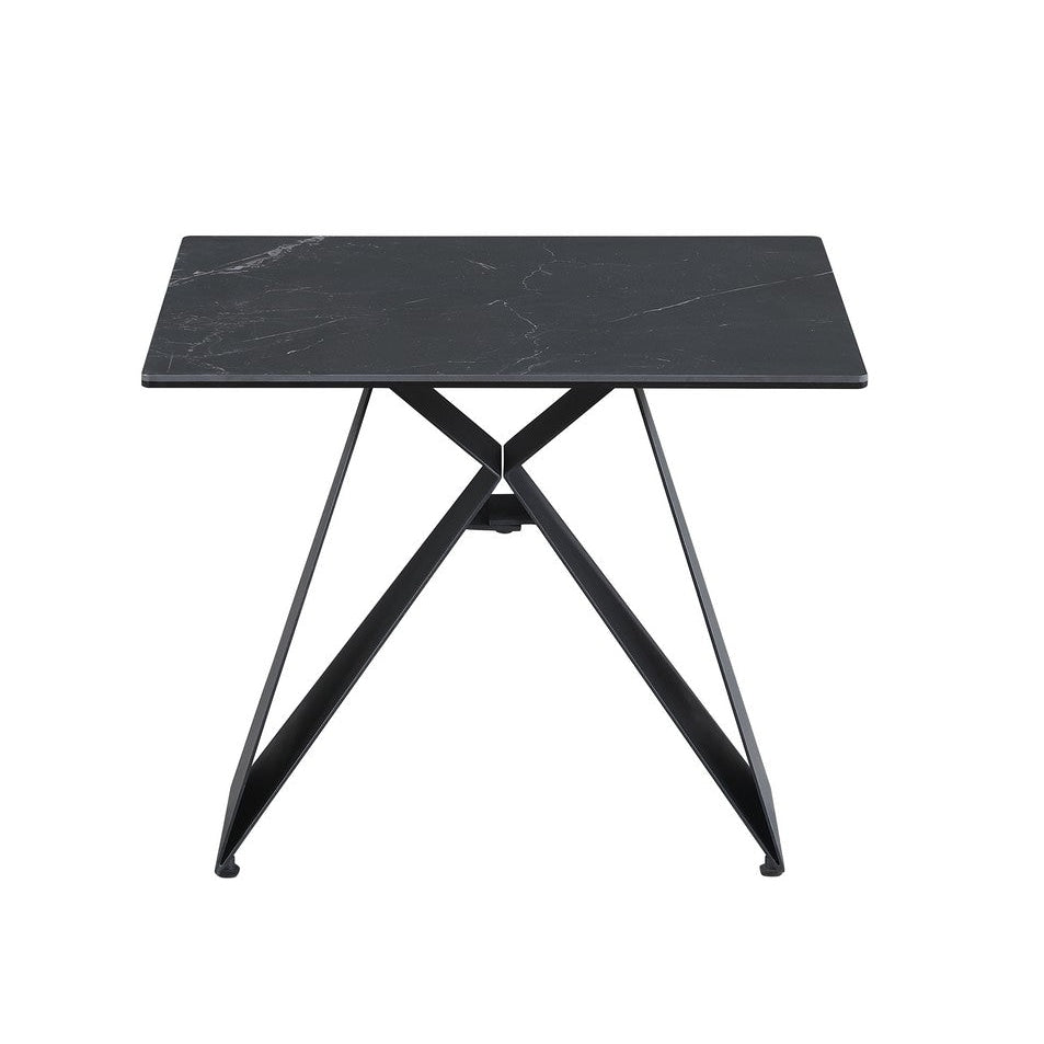 Moon Square Side Table Ceramic Tempered Glass - Sable Black Fast shipping On sale