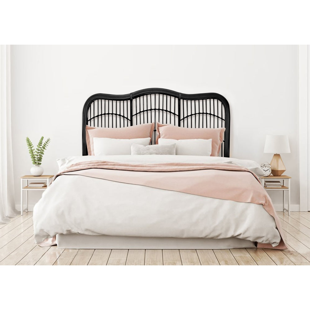 Moria Rattan Eco Friendly Bed Head Headboard King Size - Black Fast shipping On sale