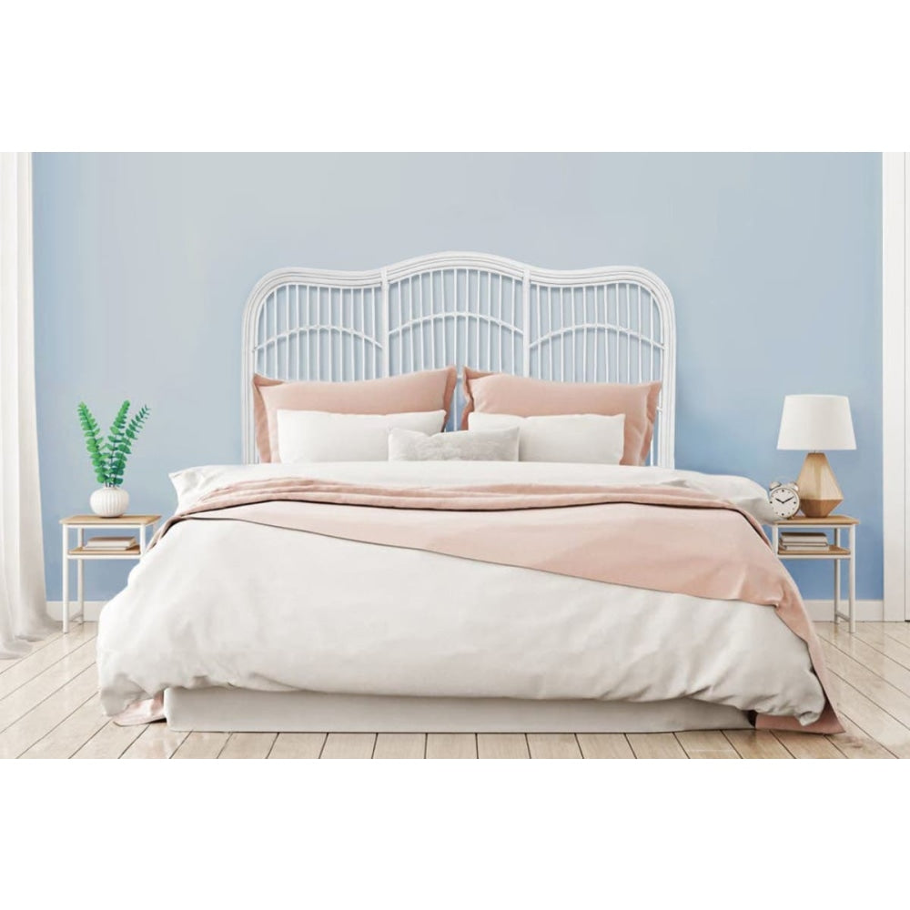 Moria Rattan Eco Friendly Bed Head Headboard King Size - White Fast shipping On sale