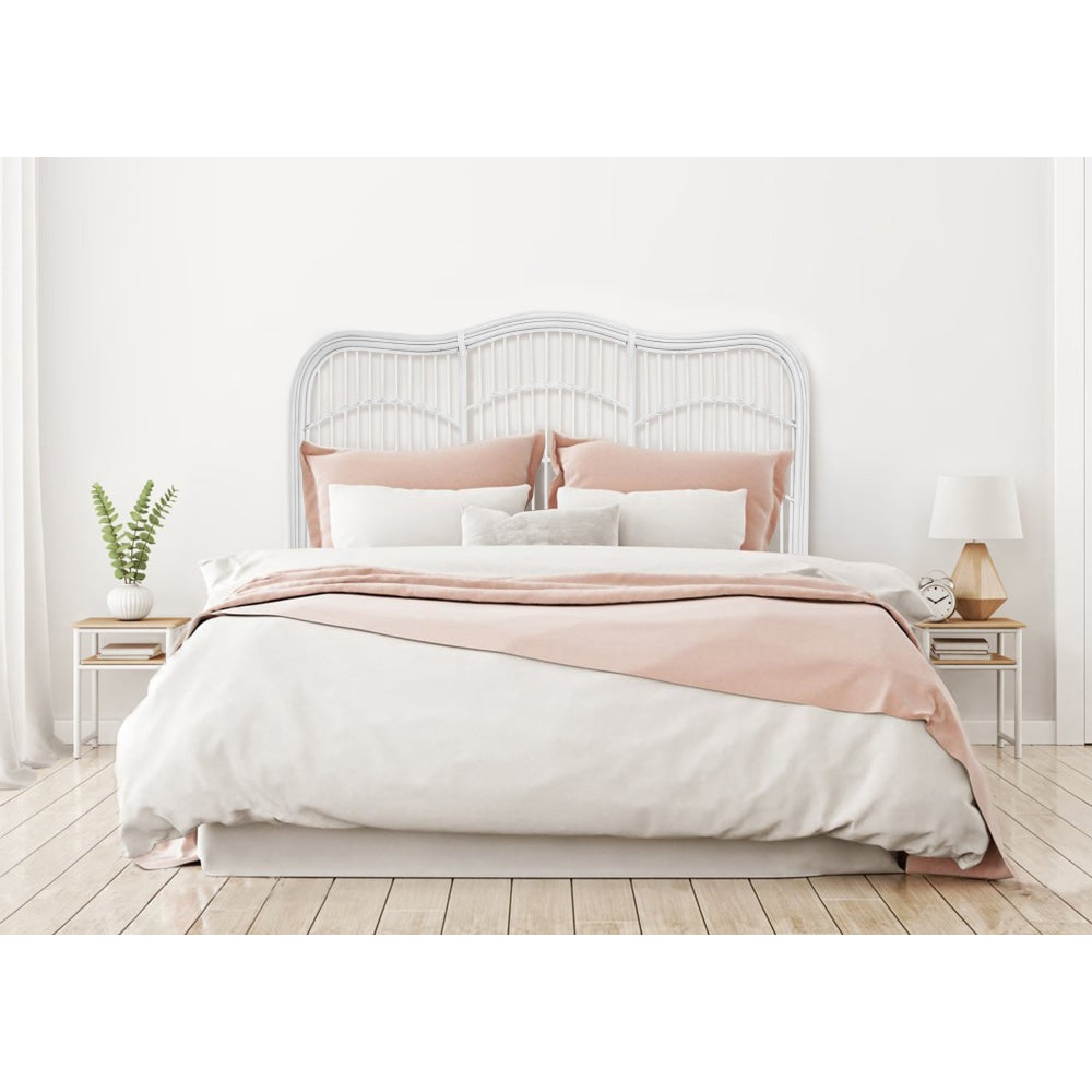Moria Rattan Eco Friendly Bed Head Headboard King Size - White Fast shipping On sale