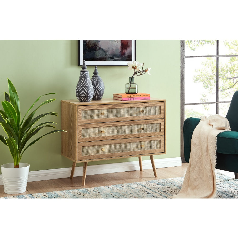 Morocco Rattan Chest of 3-Drawers Lowboy Storage Cabinet Of Drawers Fast shipping On sale