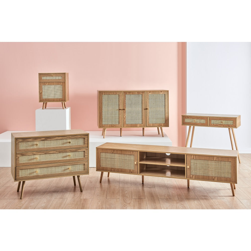 Morocco Rattan Chest of 3-Drawers Lowboy Storage Cabinet Of Drawers Fast shipping On sale