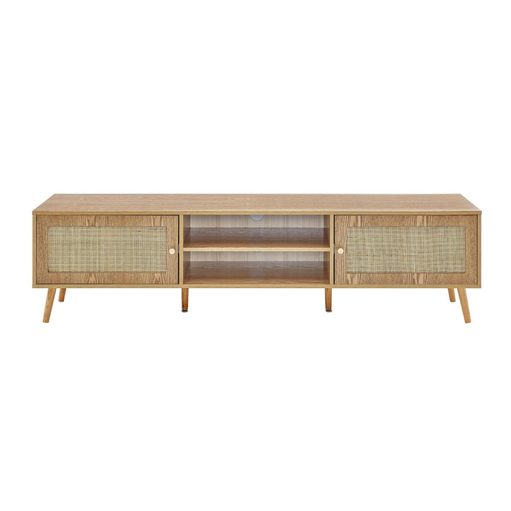 Morocco Rattan Lowline Entertainment Unit TV Stand Storage Cabinet 180cm - Natural Fast shipping On sale