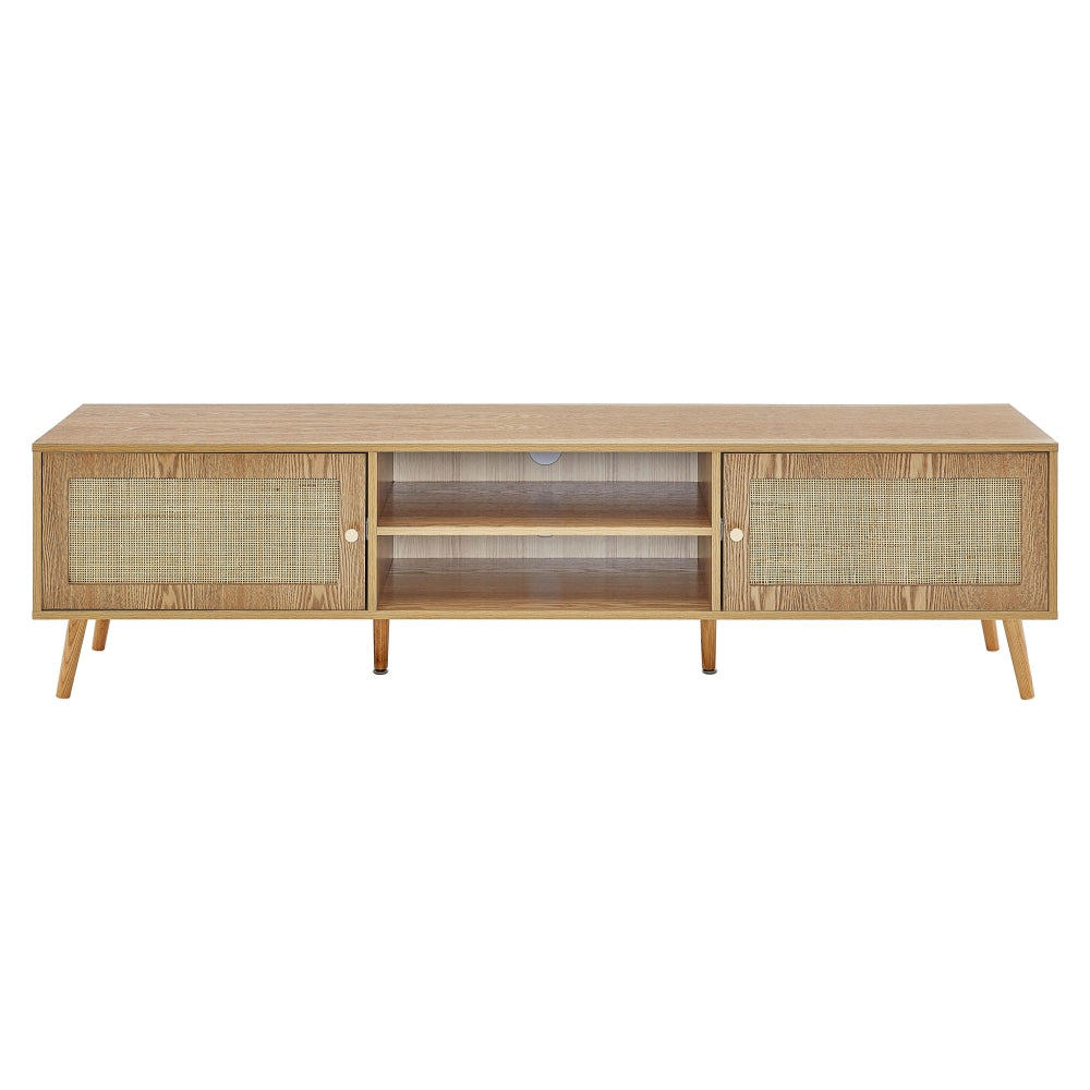 Morocco Rattan Lowline Entertainment Unit TV Stand Storage Cabinet 180cm - Natural Fast shipping On sale