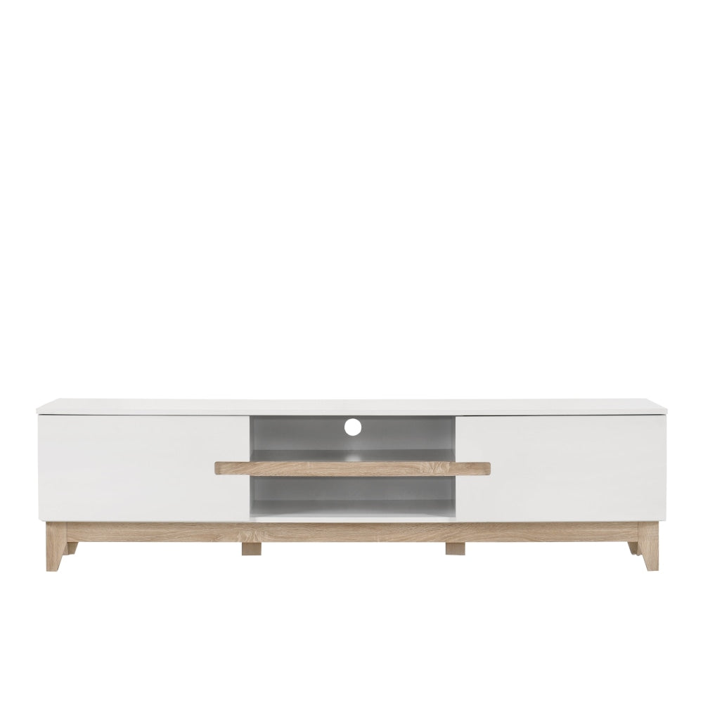Moses TV Stand Entertainment Unit W/ 2-Doors 180cm - White/Oak Fast shipping On sale