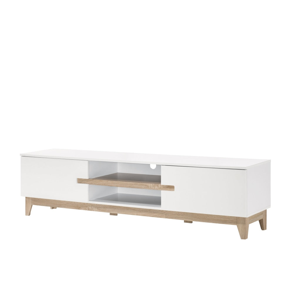 Moses TV Stand Entertainment Unit W/ 2-Doors 180cm - White/Oak Fast shipping On sale