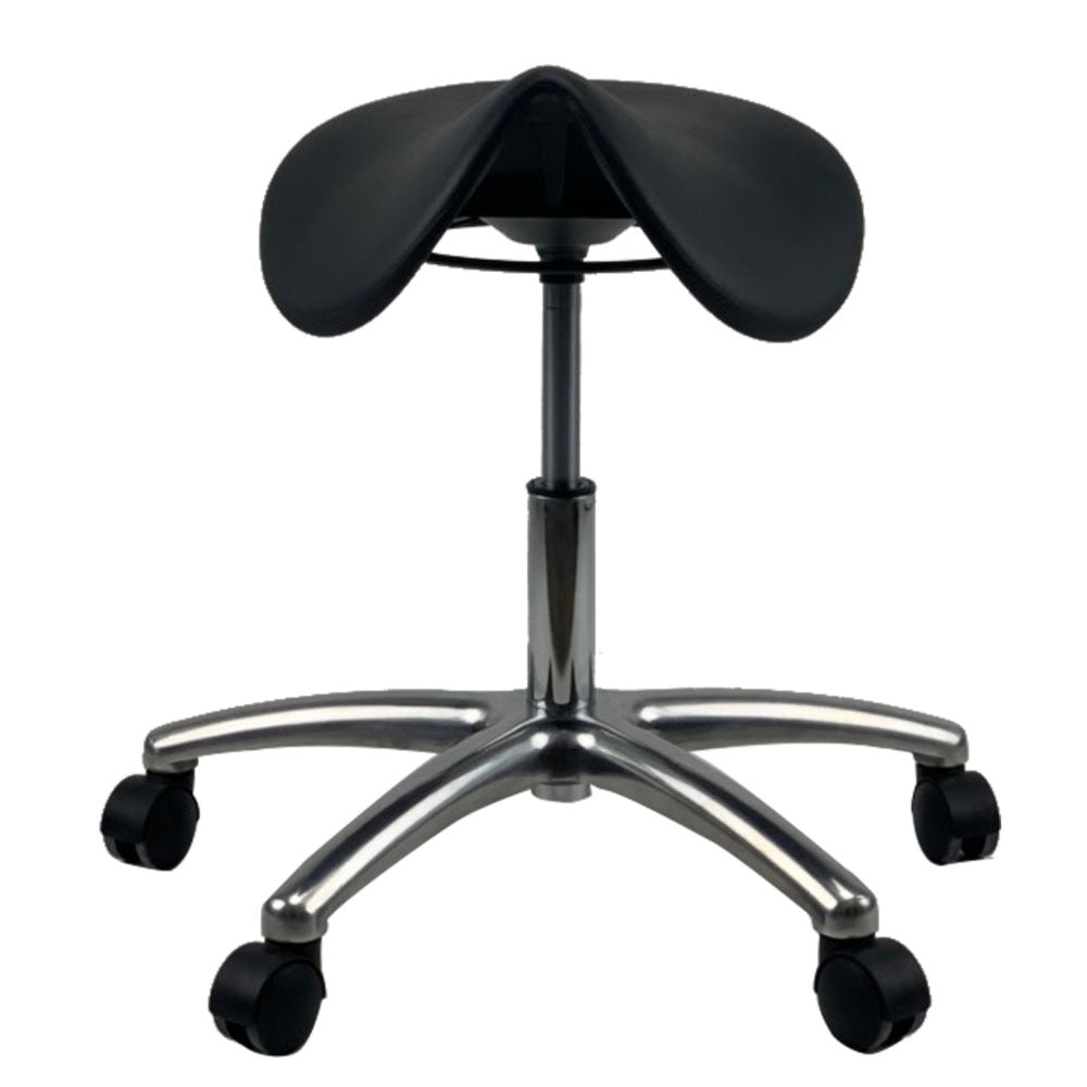 MUELLER Saddle AFRDI Chrome Base Office Lab Task Stool Computer Chair - Black Bar Fast shipping On sale