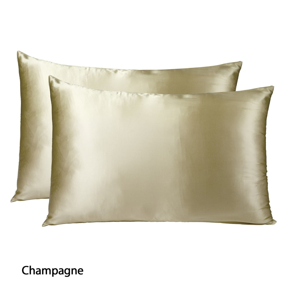 MULBERRY SILK PILLOW CASE TWIN PACK - SIZE: 51X76CM - CHAMPAGNE Bed Sheet Fast shipping On sale