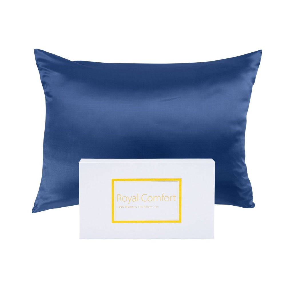 MULBERRY SILK PILLOW CASE TWIN PACK - SIZE: 51X76CM - NAVY Bed Sheet Fast shipping On sale
