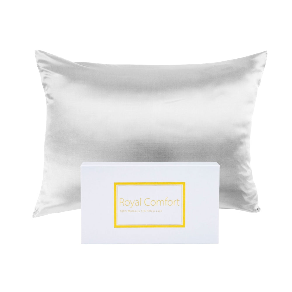 MULBERRY SILK PILLOW CASE TWIN PACK - SIZE: 51X76CM - SILVER Bed Sheet Fast shipping On sale