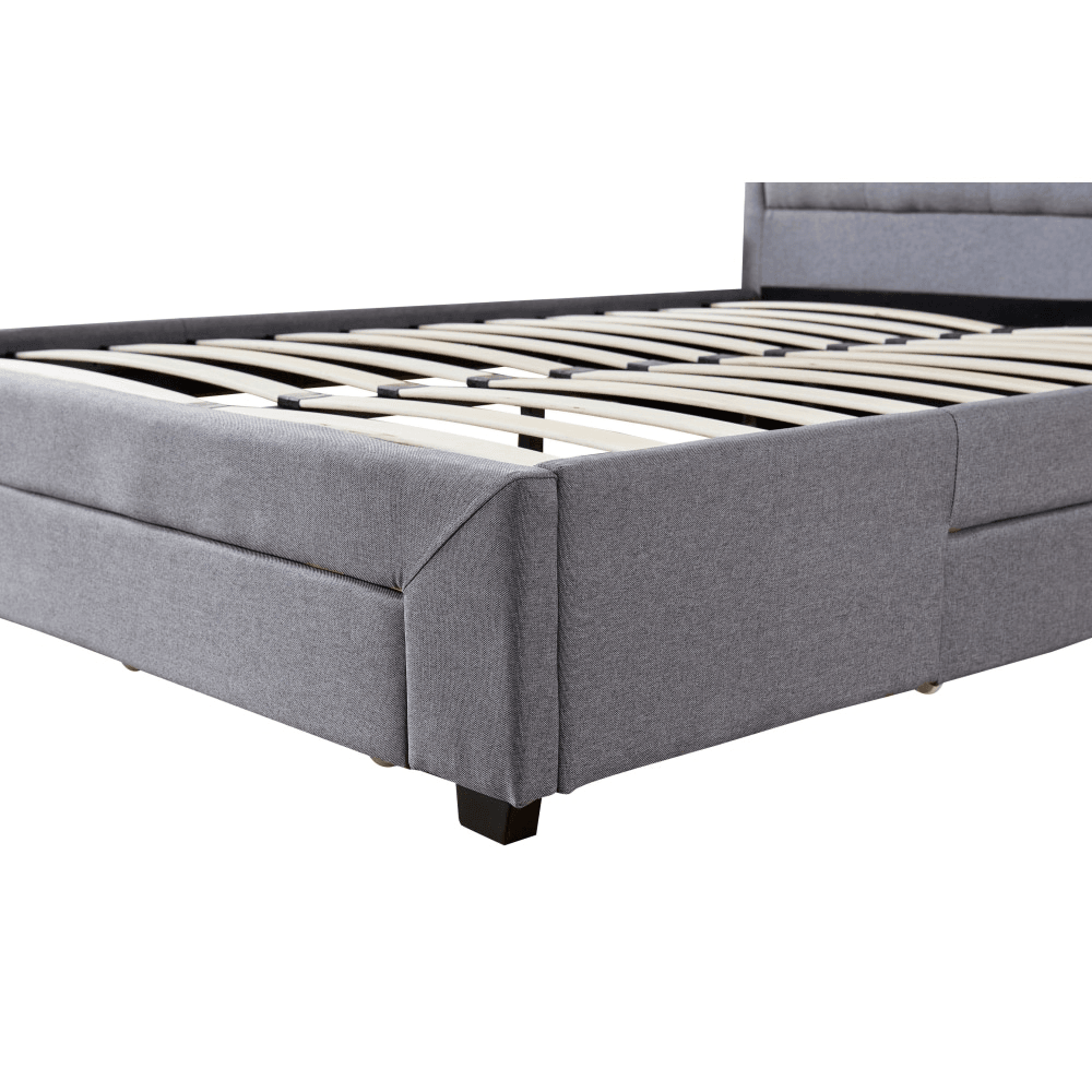 Designer Fabric Modern Bed Frame W/ Headboard & 3-Drawers Double Size - Dark Grey Fast shipping On sale