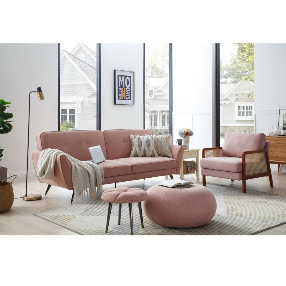 Modern Designer Scandinavian Accent Lounge Arm Chair - Pink Sofa Fast shipping On sale