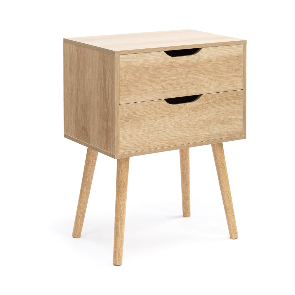 Nic Wooden Bedside Nightstand Side Table W/ 2-Drawers - Oak Fast shipping On sale