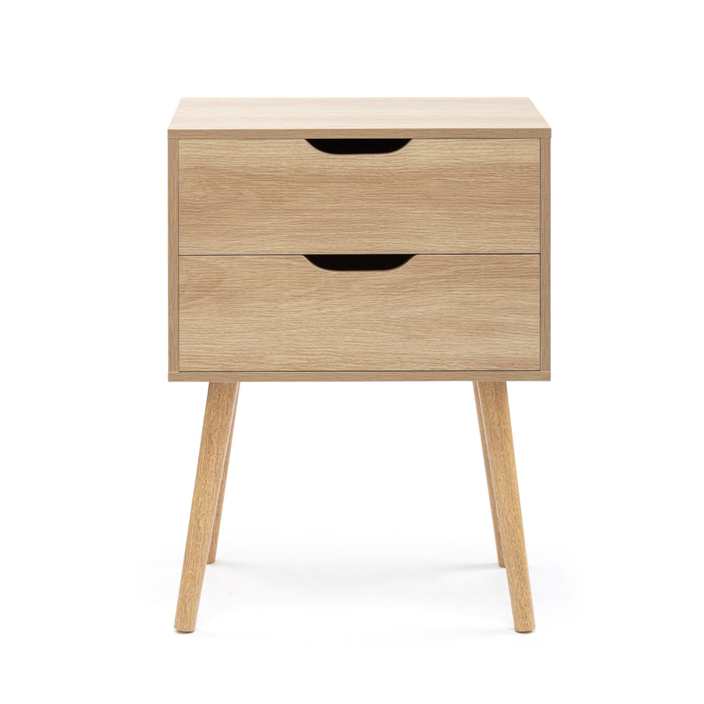 Nic Wooden Bedside Nightstand Side Table W/ 2-Drawers - Oak Fast shipping On sale