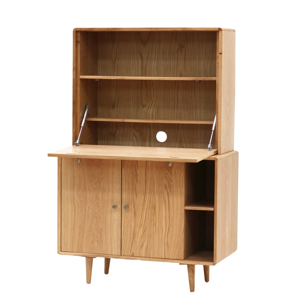 Niche Fall-Front Desk Storage Display Cabinet - Natural Cupboard Fast shipping On sale