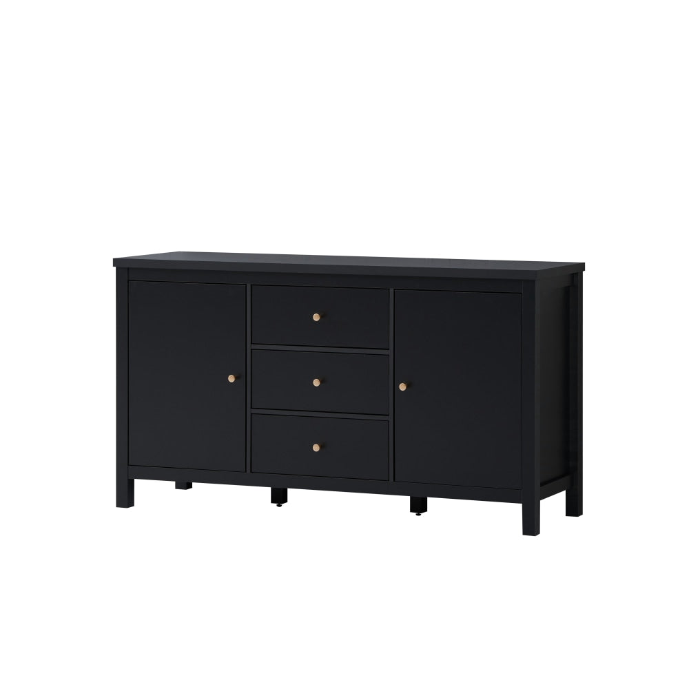Nick Sideboard Buffet Unit W/ 2 - Doors 3 - Drawers Storage Cabinet - Black & Fast shipping On sale