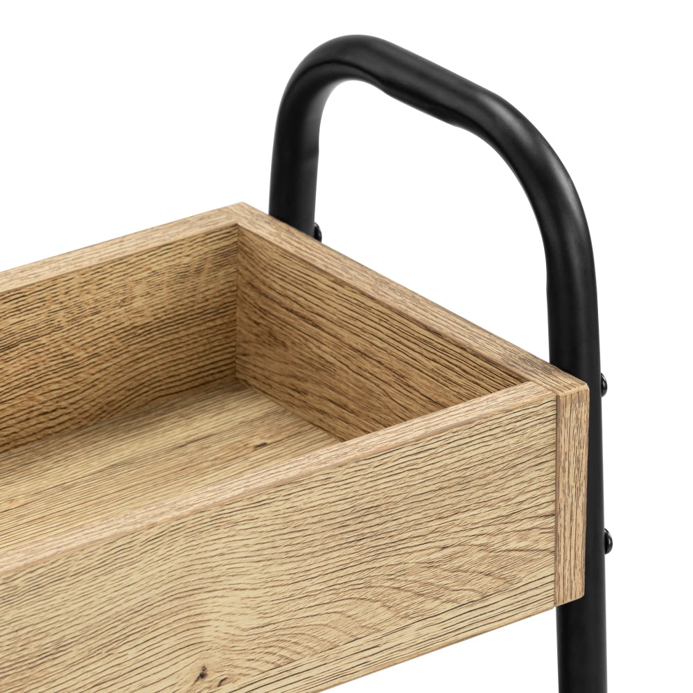 Nico 3 - Tier Bathroom Caddy Organiser Storage Rack - Oak/Black Furniture Fast shipping On sale