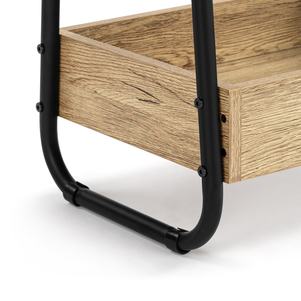 Nico 3 - Tier Bathroom Caddy Organiser Storage Rack - Oak/Black Furniture Fast shipping On sale