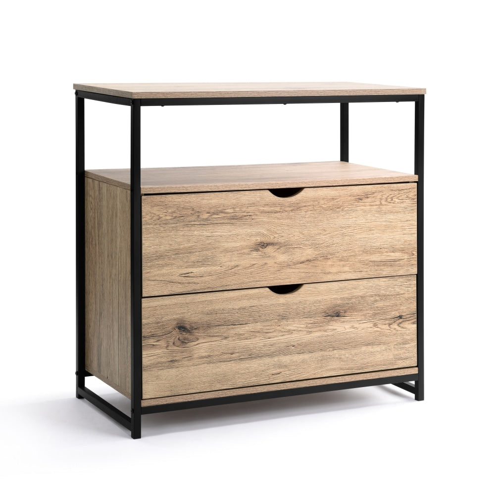 Nico Industrial Sideboard Buffet Unit Storage Cabinet W/ 2 - Drawers - Oak/Black & Fast shipping On sale