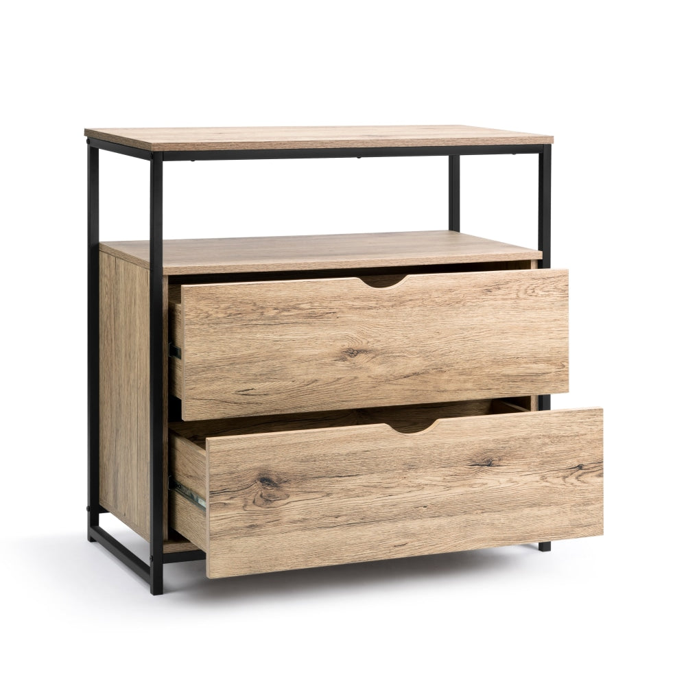 Nico Industrial Sideboard Buffet Unit Storage Cabinet W/ 2 - Drawers - Oak/Black & Fast shipping On sale
