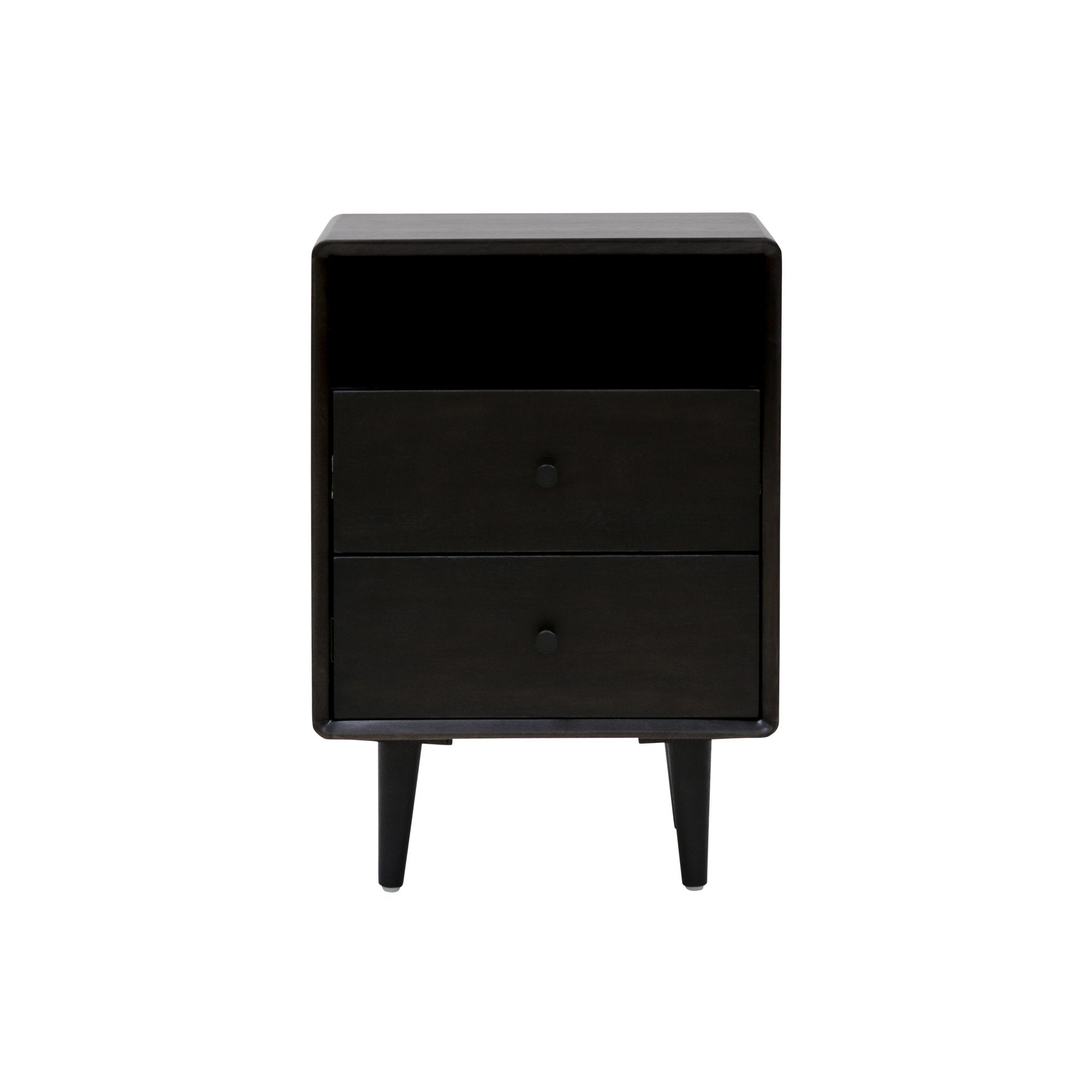 Noche 2-Drawer Wooden Bedside Table Nightstand - Black Fast shipping On sale