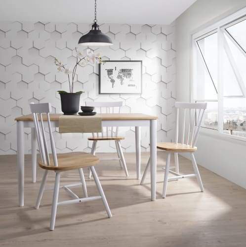 Nora Rectangular Wood Dining Table - 150cm Natural / White Fast shipping On sale