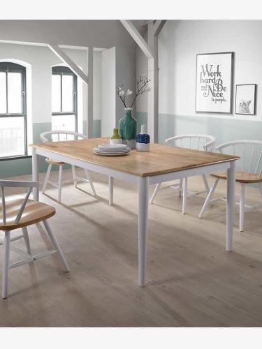 Nora Rectangular Wood Dining Table - 150cm - Natural / White Fast shipping On sale