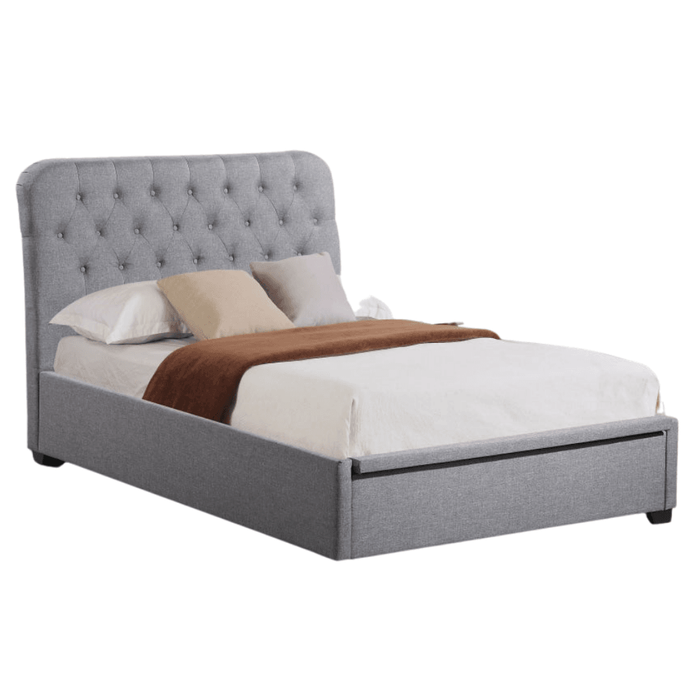 Norah Modern Fabric Gas Lift Tufted Bed Frame King Single Size - Light Grey Fast shipping On sale