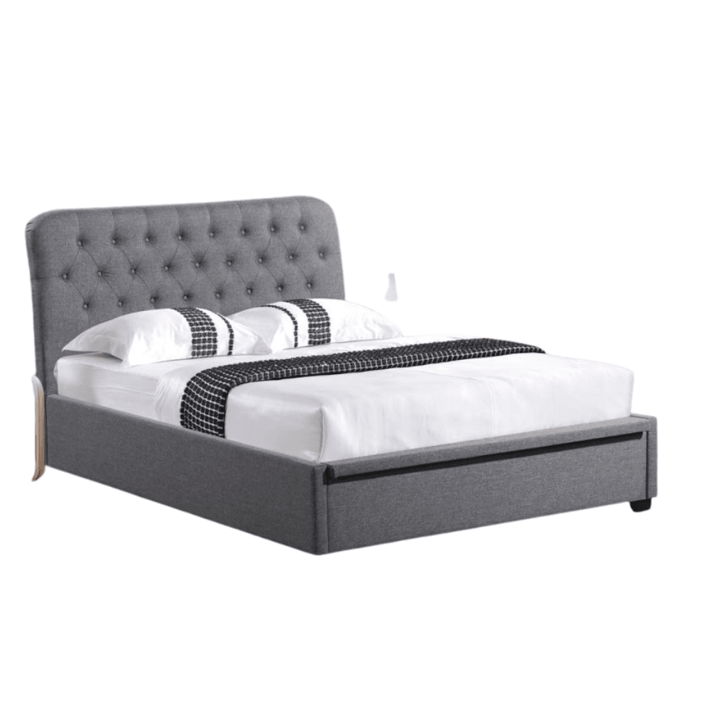 Norah Modern Fabric Gas Lift Tufted Bed Frame Queen Size - Dark Grey Fast shipping On sale