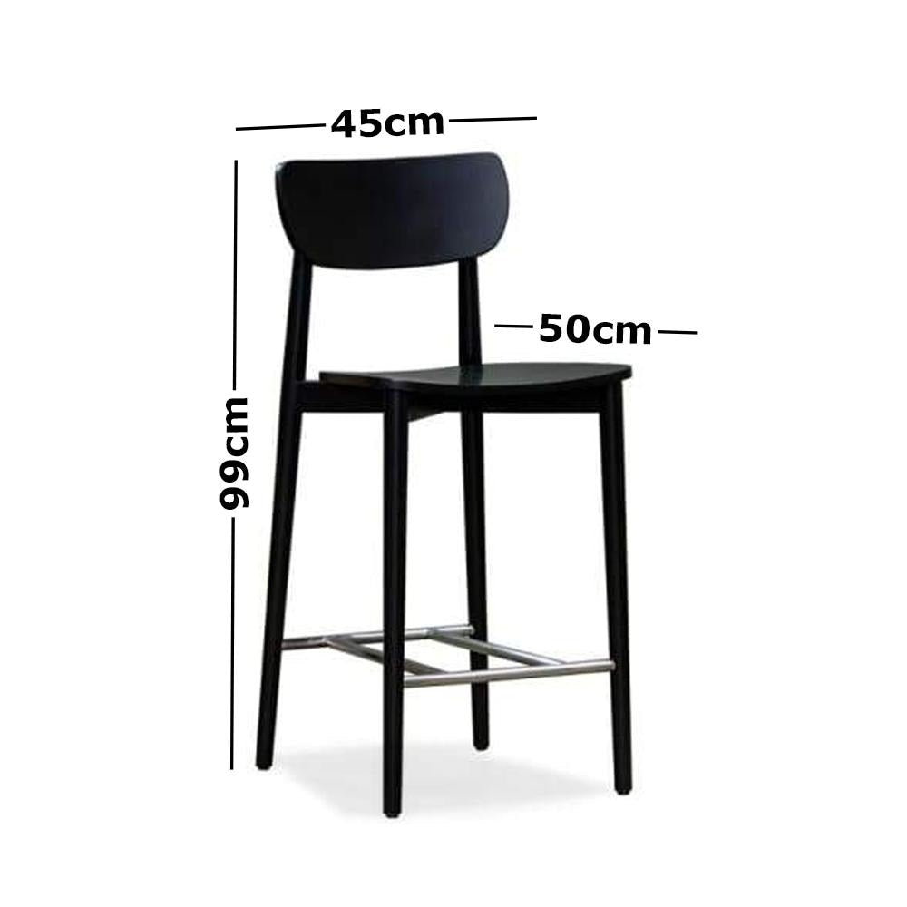 Nord Notodden Bar Stool 65cm - Black Frame - Timber Seat Fast shipping On sale