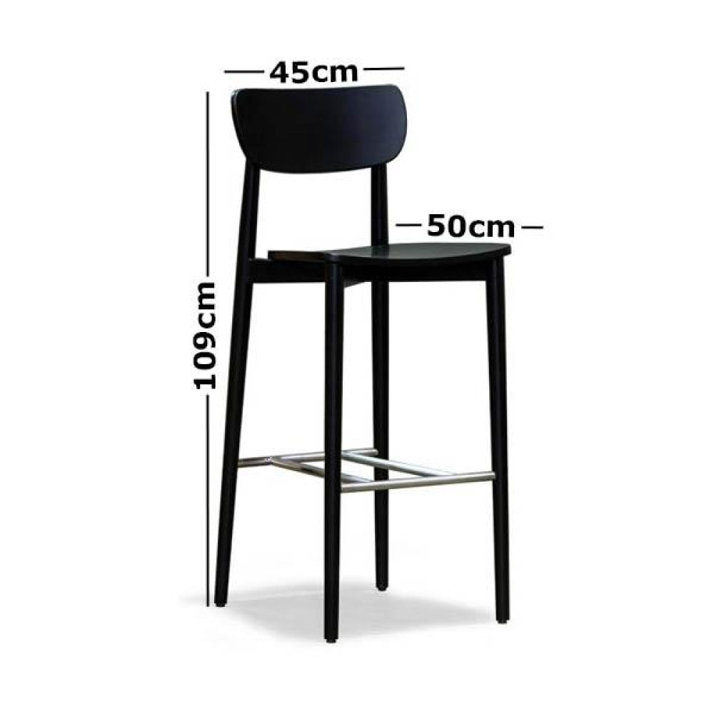 Nord Notodden Bar Stool 75cm - Black Frame Timber Seat Fast shipping On sale
