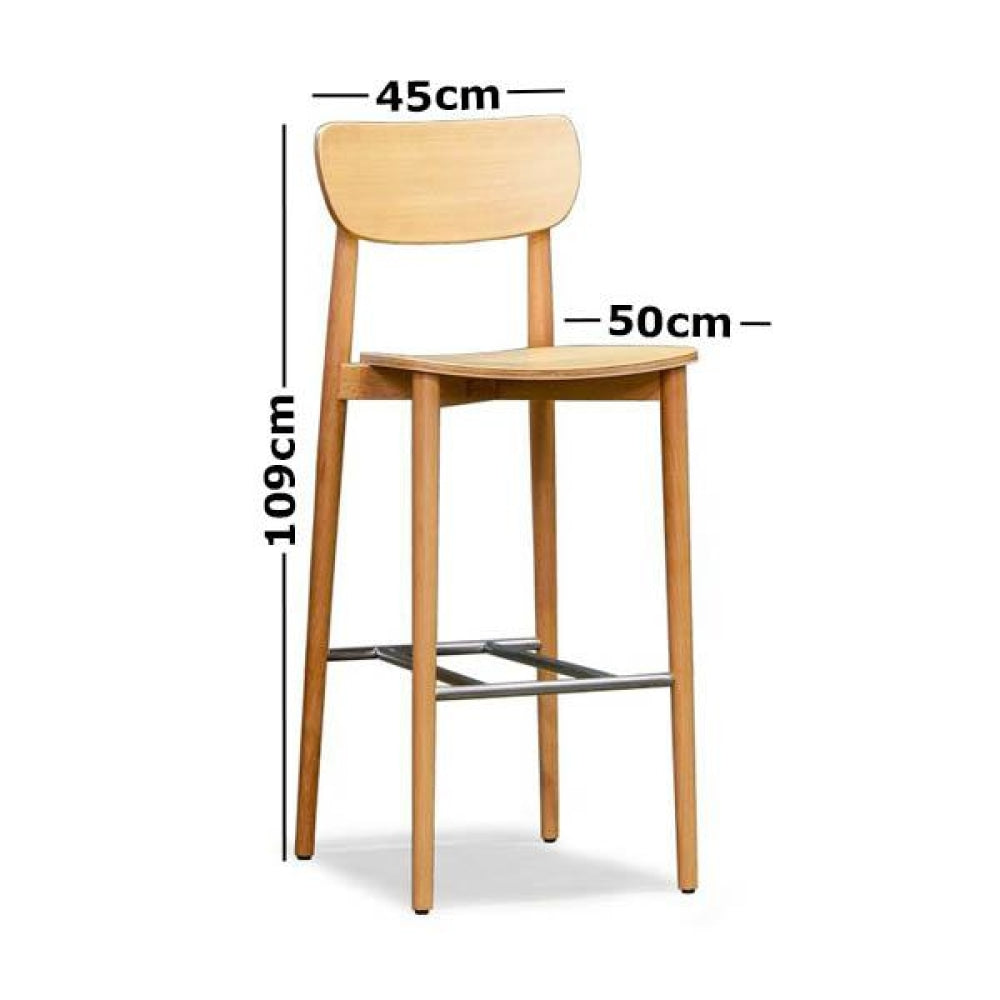 Nord Notodden Bar Stool 75cm - Natural Frame Timber Seat Fast shipping On sale