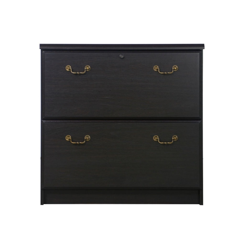Norwich Modern Wooden 2-Drawer Lateral Filing Cabinet Storage - Black Oak Fast shipping On sale