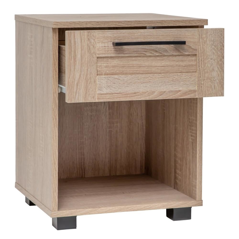 Nova 1-Drawer Bedside NightStand End Lamp Side Table - Light Sonoma Oak Fast shipping On sale