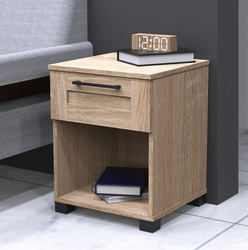 Nova 1-Drawer Bedside NightStand End Lamp Side Table - Light Sonoma Oak Fast shipping On sale