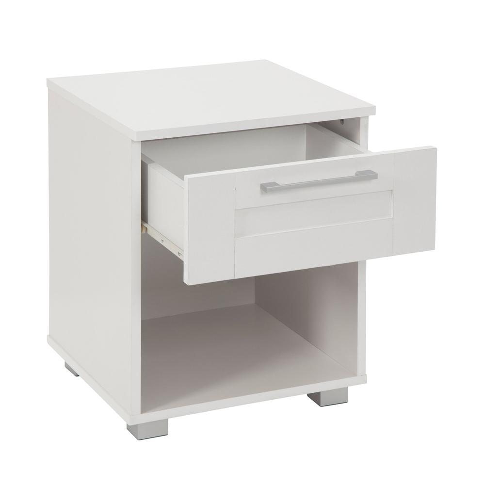 Nova 1-Drawer Bedside NightStand End Lamp Side Table - White Fast shipping On sale