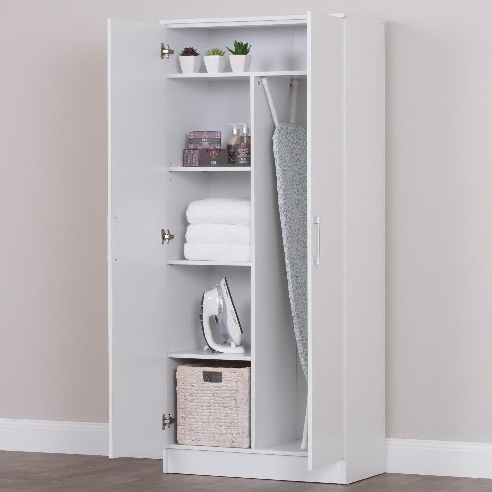 Nova 2-Door Multi-Purpose Broom Cleaning Cupboard Storage Cabinet - White Fast shipping On sale