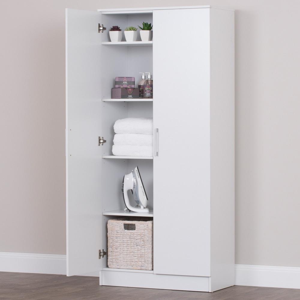 Nova 2-Door Multi-Purpose Broom Cleaning Cupboard Storage Cabinet - White Fast shipping On sale